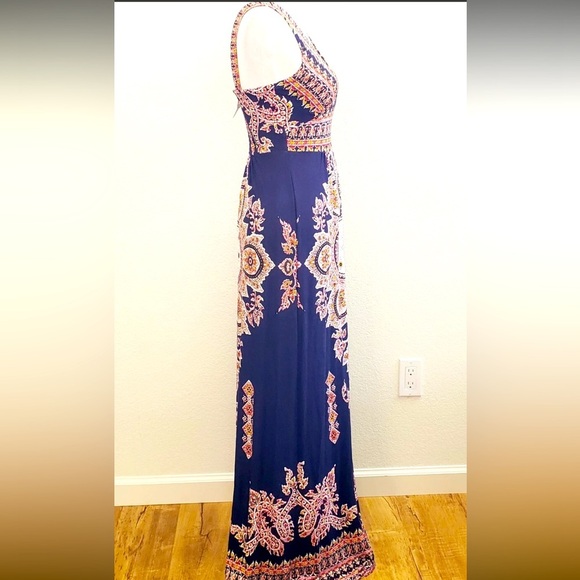 FELICITY & COCO Boho Dress Multi color Floral  Sleeveless Stretch Maxi Size S - Picture 2 of 10